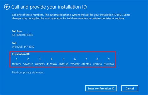 Activate windows by phone confirmation id